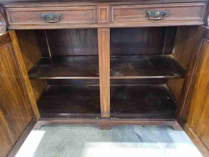 Antique Victorian large glazed bookcase cabinet cupboard drawers