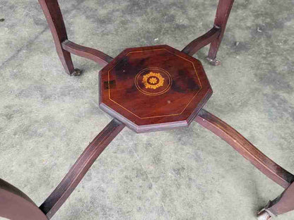 Antique inlaid octagonal occasional dining side table seat 4