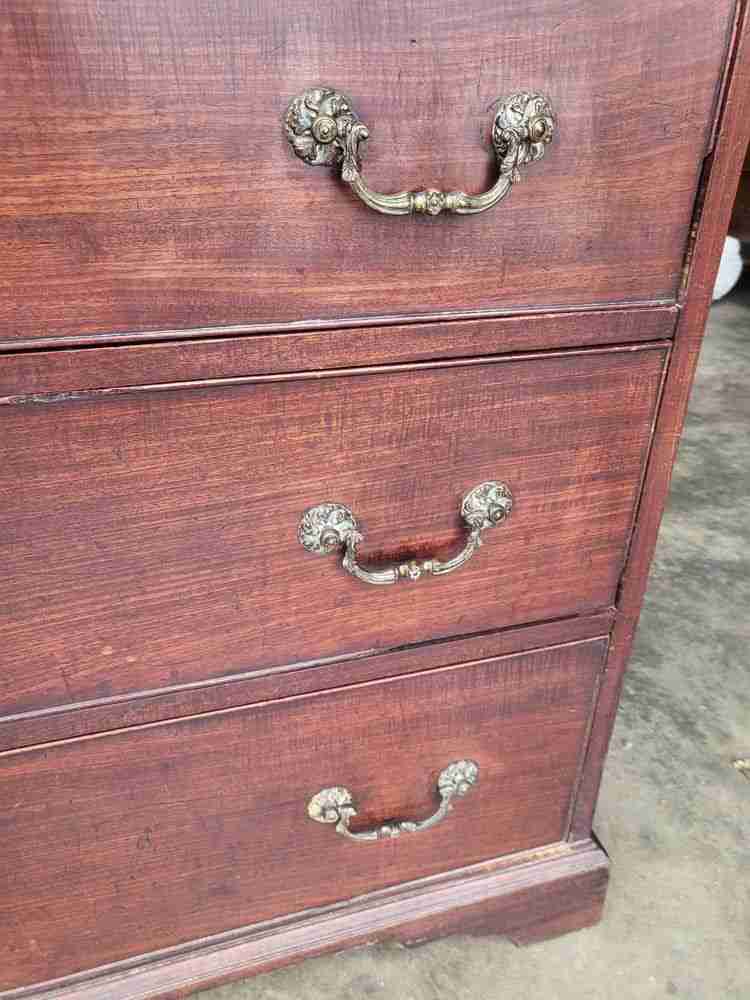 Antique Victorian  2 over 3 chest of drawers bracket feet brass handles