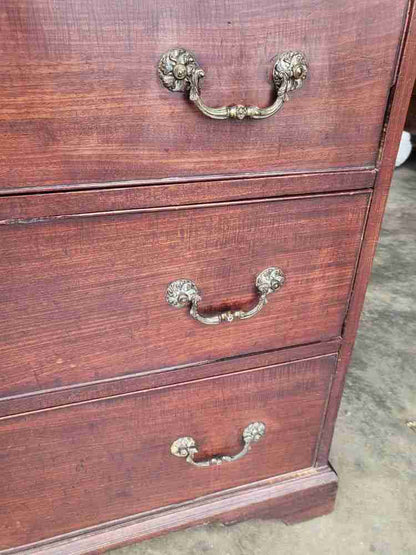 Antique Victorian  2 over 3 chest of drawers bracket feet brass handles