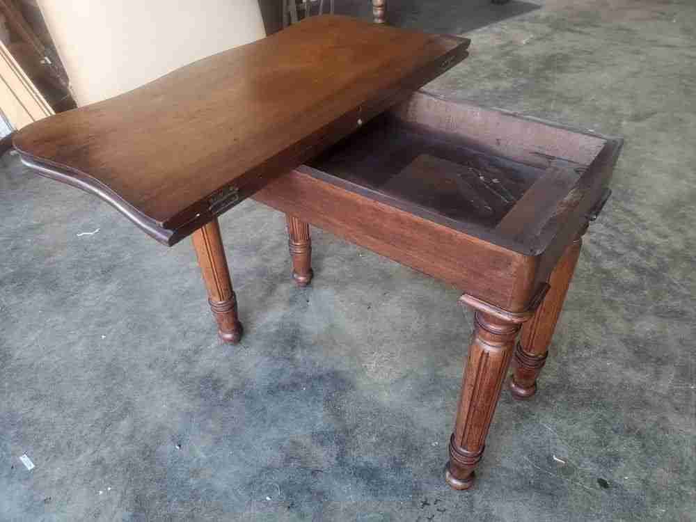 Antique serpentine extending dining occasional hall desk table