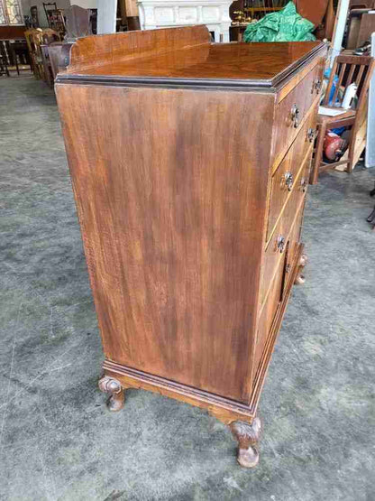 Antique Deco walnut 2 over 2 chest of drawers shoe cupboard