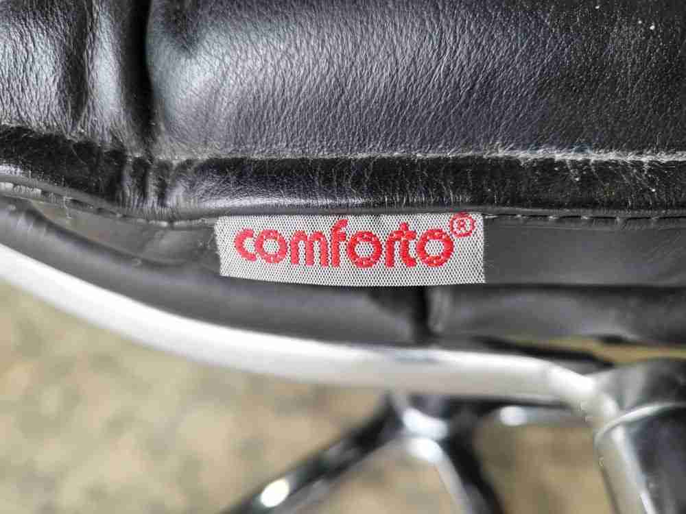 Black leather chrome swivel tilt adjust height office chair