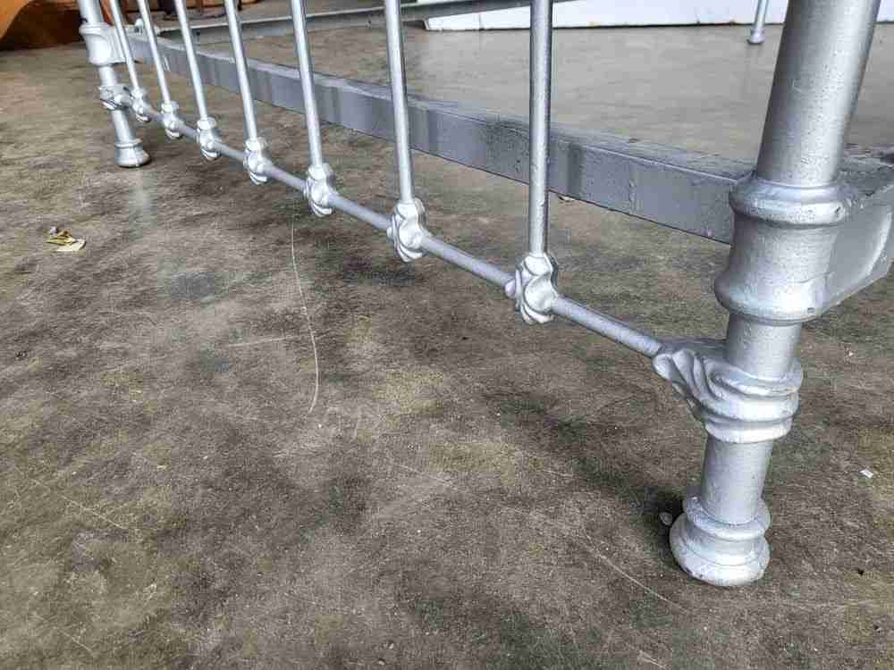 Antique Victorian cast iron small double bed frame + base