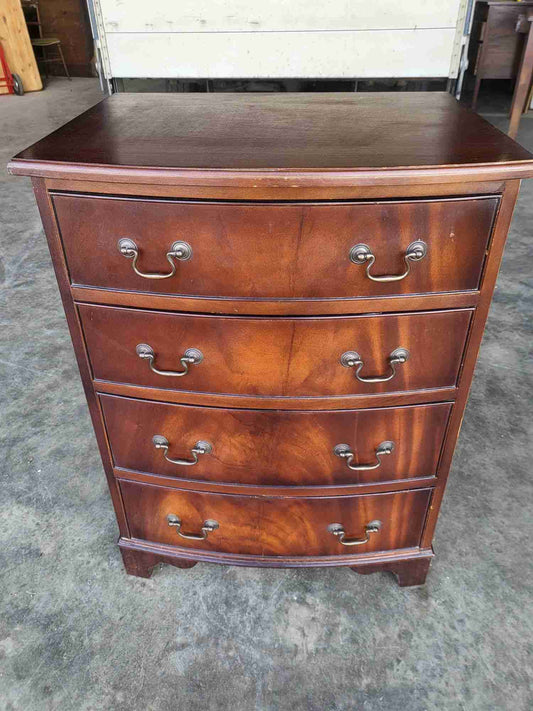 Antique repro small bow front chest of 4 drawers