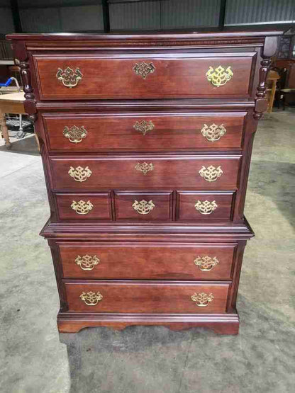 Antique repro tall 4 over 2 chest of drawers chest on chest