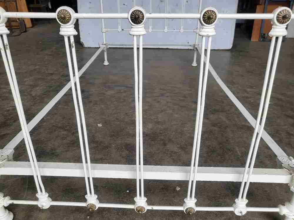 Antique Victorian single white cast iron bed frame