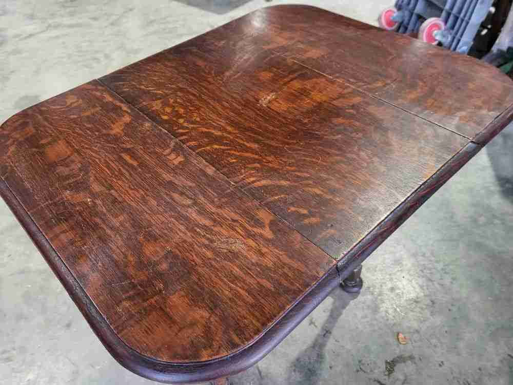 Antique Edwardian small oak drop leaf occasional dining table