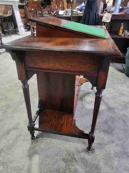 Antique Edwardian inlaid rosewood small writing desk table drawers
