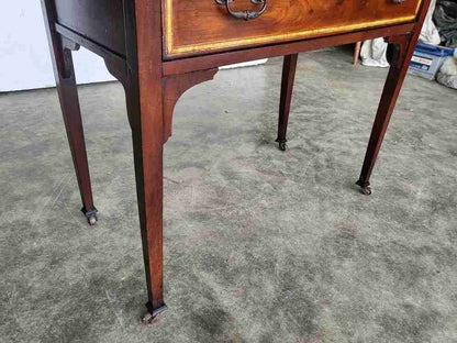 Antique Edwardian inlaid small single drawer hall serving table