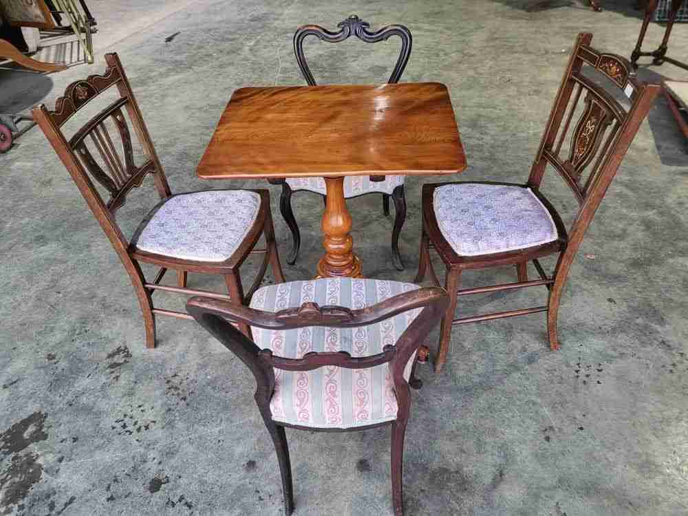 Antique small square tilt top occasional side end dining table