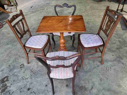 Antique small square tilt top occasional side end dining table
