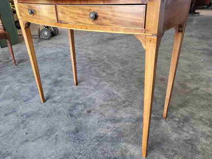 Antique Edwardian bow front 2 drawer writing table desk