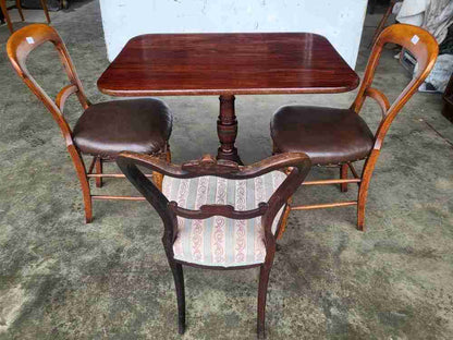 Antique tilt top rectangular pedestal tripod occasional table