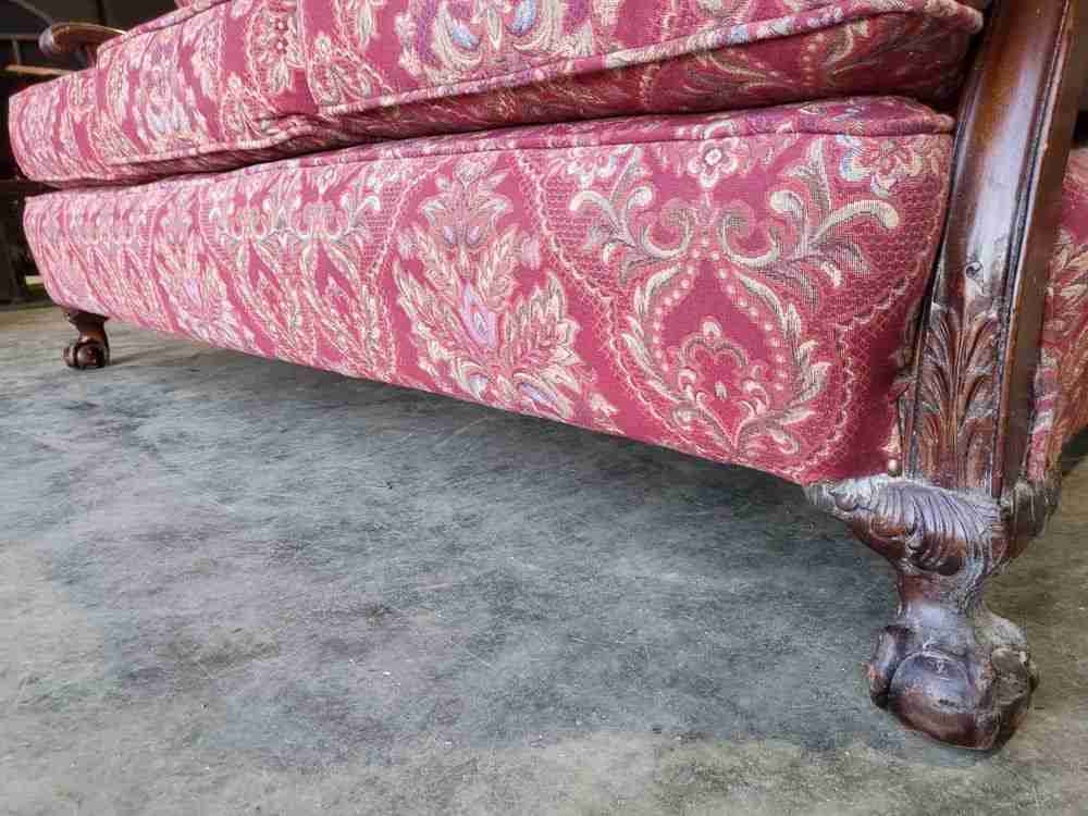 Antique 3 piece suite  20thC bergere sofa 24 feather cushions 2 bergere armchair