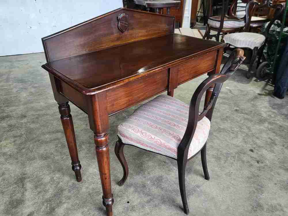 Antique Edwardian small console hall table desk drawer