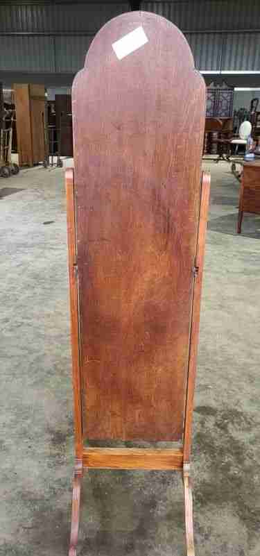 20thC tall cheval floor standing bedroom mirror castors