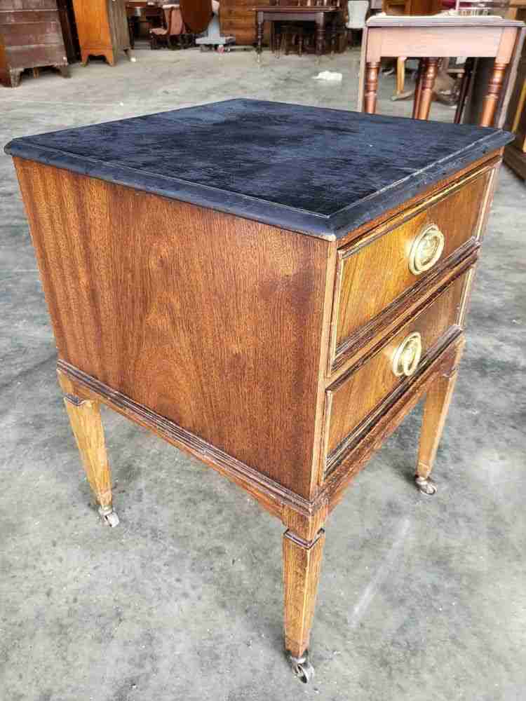 Antique Edwardian side end lamp table 2 drawers tapered legs