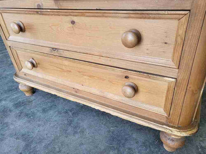 Small low pine wardrobe 2 x drawers bun feet