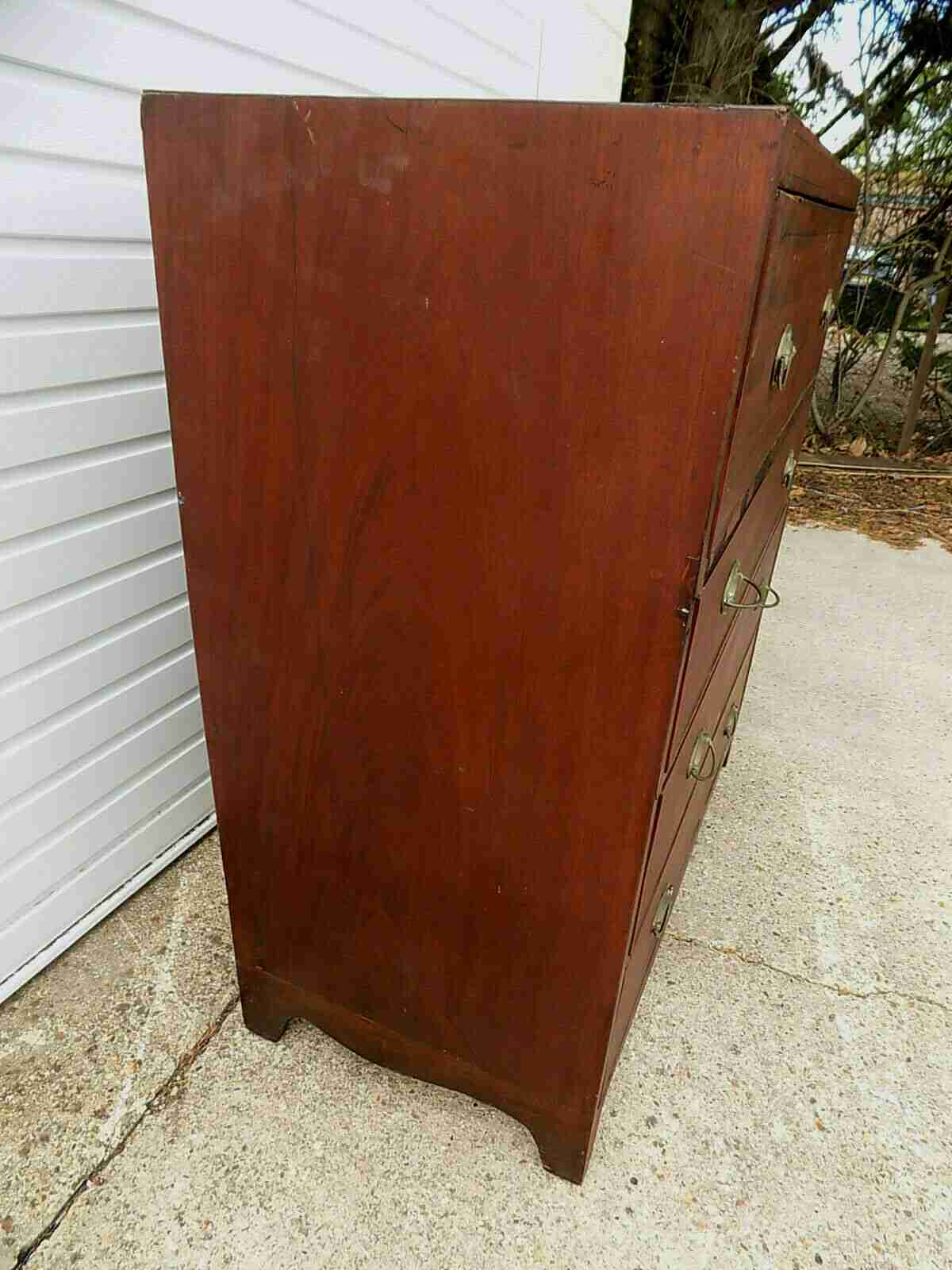 Edwardian mahogany inlaid secretaire desk with drawers