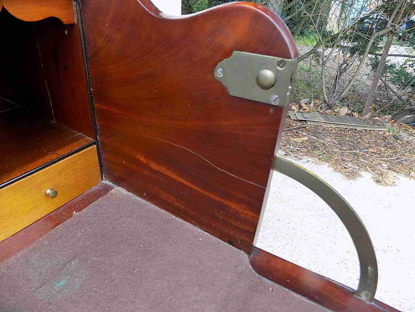 Edwardian mahogany inlaid secretaire desk with drawers