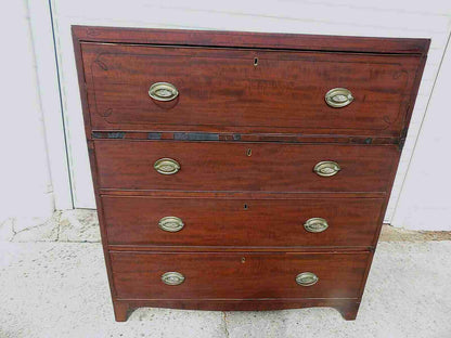 Edwardian mahogany inlaid secretaire desk with drawers