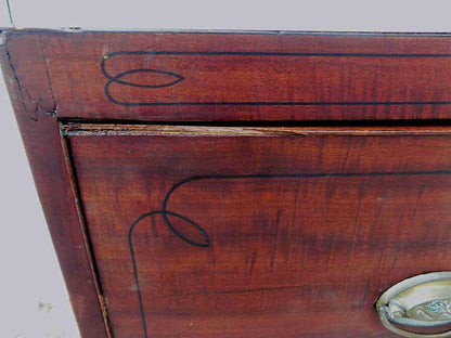 Edwardian mahogany inlaid secretaire desk with drawers
