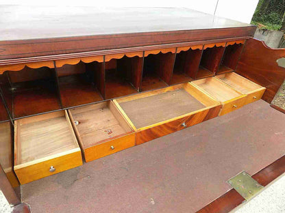 Edwardian mahogany inlaid secretaire desk with drawers