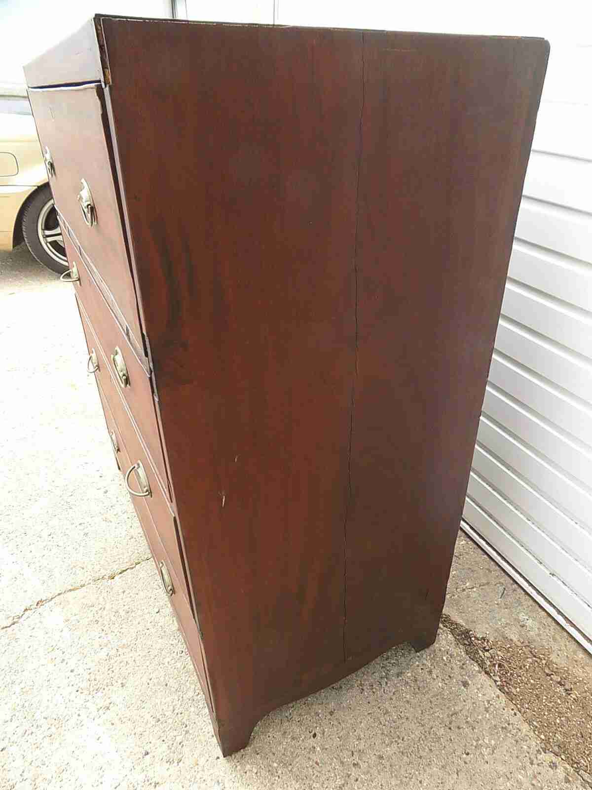 Edwardian mahogany inlaid secretaire desk with drawers
