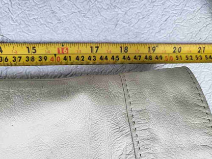 Men's cream leather biker jacket 42" M