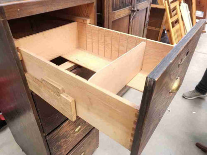 20thC wooden large tall 4 x drawer filing cabinet drawers