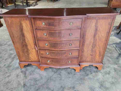 Antique repro small break front sideboard cupboard drawers