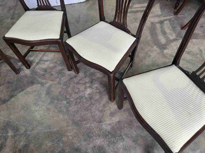 Six antique serpentine Georgian? mahogany dining chairs slat back carvers