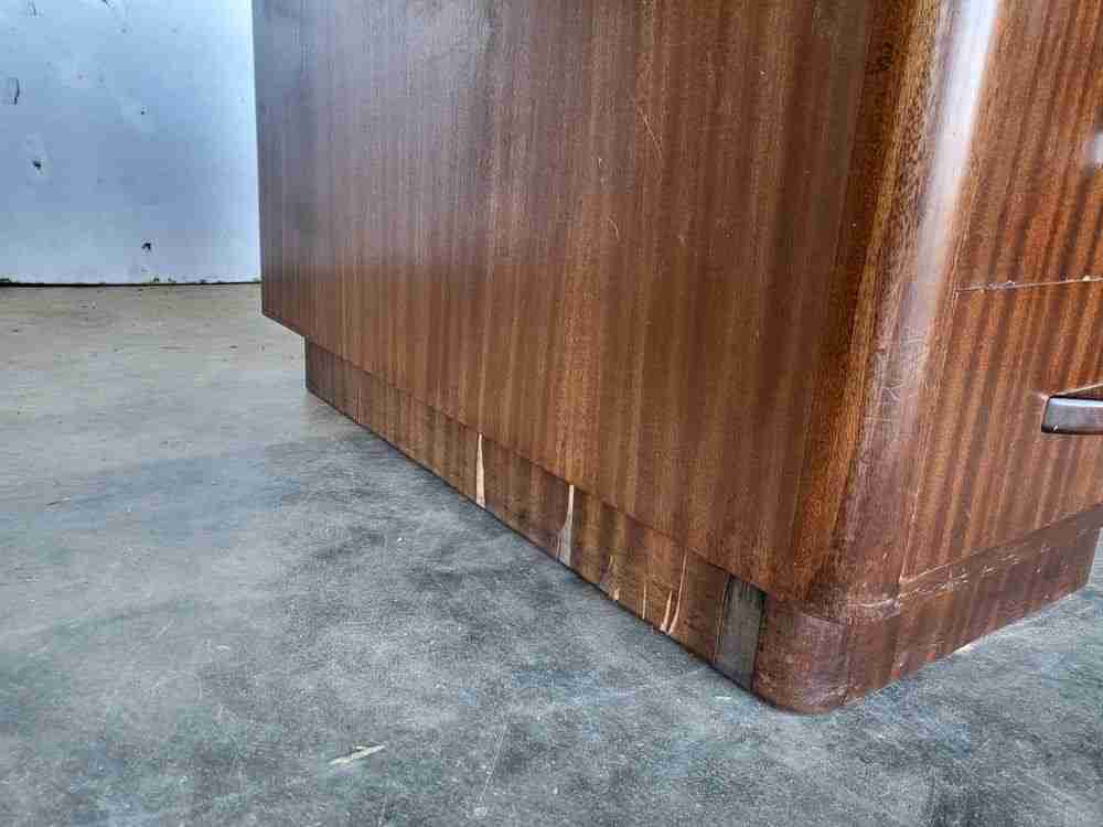 Antique Deco large twin pedestal desk 8 drawers  blue top