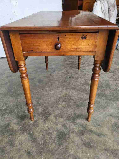 Antique drop leaf Pembroke dining occasional table drawer seat 6