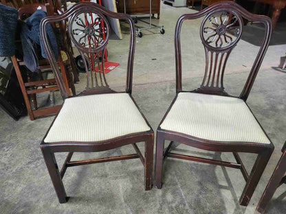 Six antique serpentine Georgian? mahogany dining chairs slat back carvers