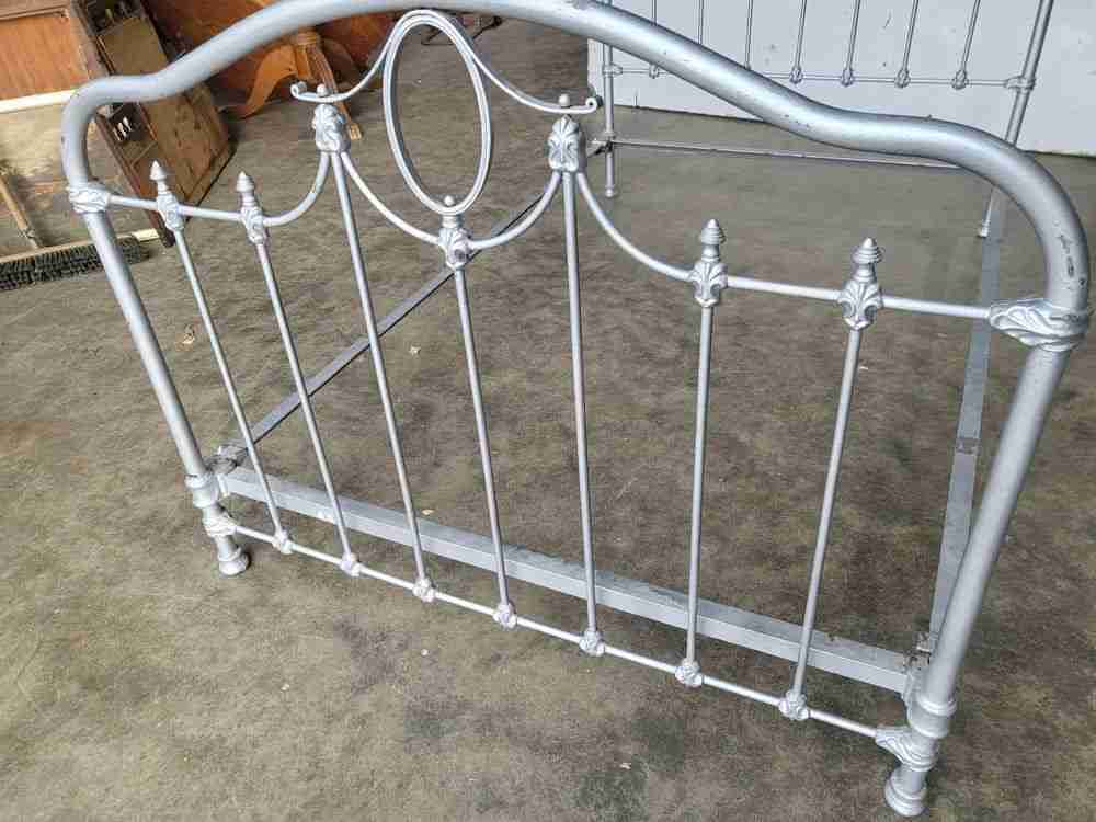 Antique Victorian cast iron small double bed frame + base