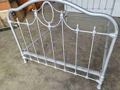 Antique Victorian cast iron small double bed frame + base