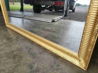 Very large freestanding dressing rectangular bevelled gold mirror 6'6" x 4'6"