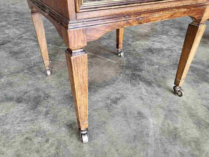 Antique Edwardian side end lamp table 2 drawers tapered legs