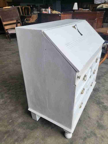 Antique Georgian painted white bureau desk dressing table 10 drawers