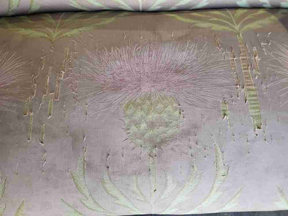 Curved small 2 seat silk floral sofa shabby bed end seat
