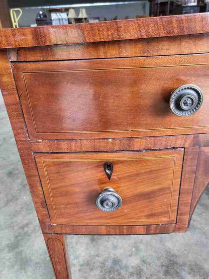 Antique Georgian small bow front mahogany sideboard cabinet server square legs