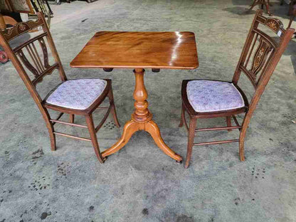 Antique small square tilt top occasional side end dining table