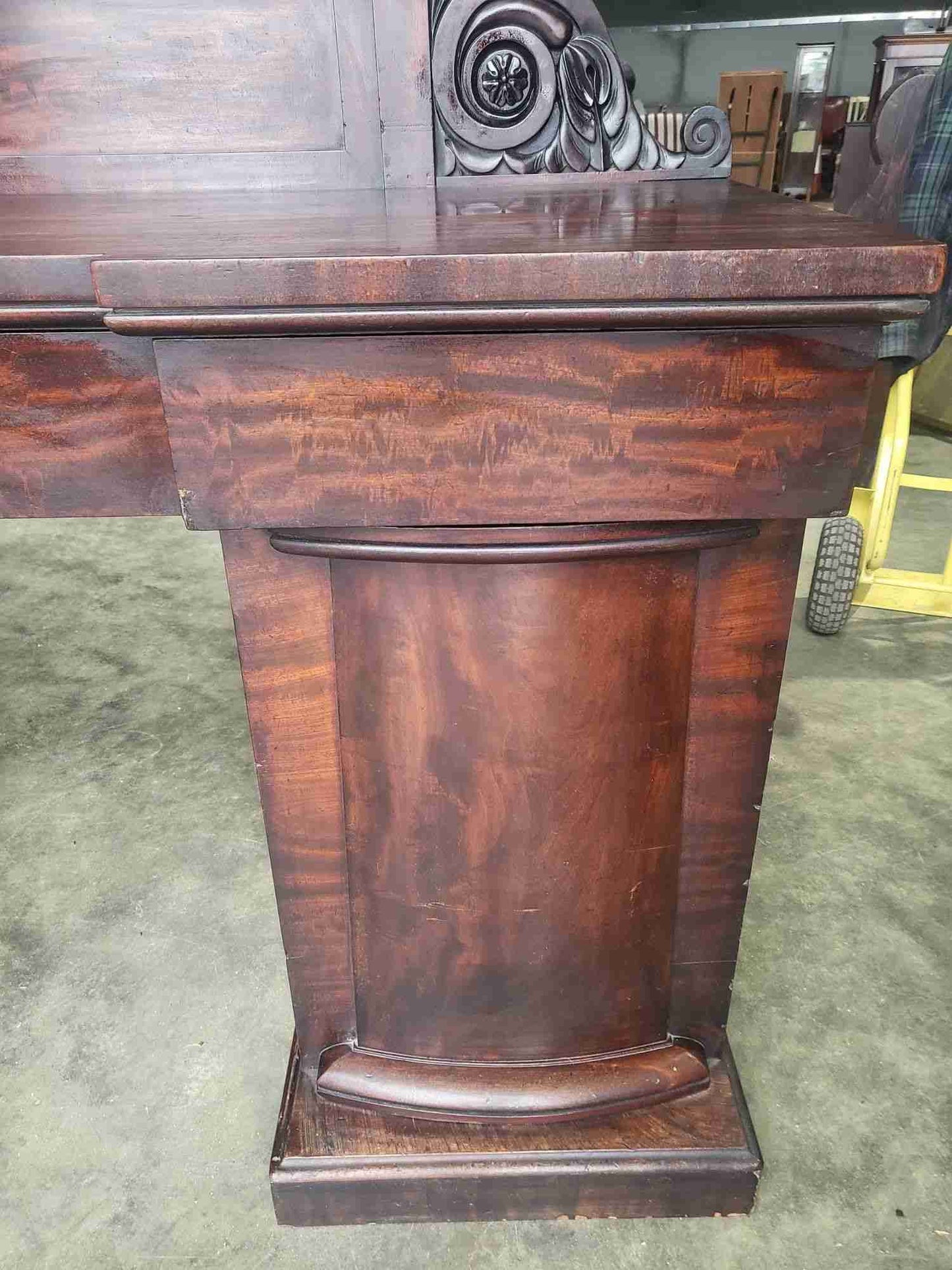 Antique Edwardian Victorian mahogany twin pedestal sideboard drawers wine drawer