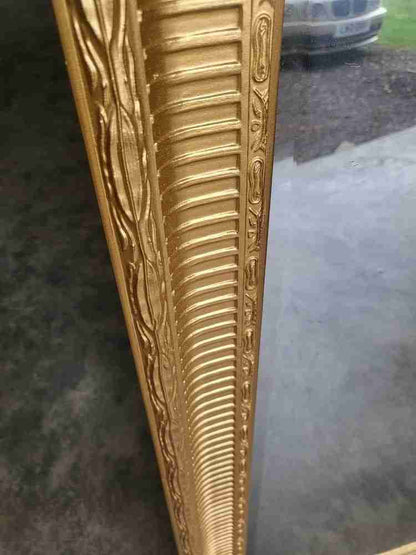 Very large freestanding dressing rectangular bevelled gold mirror 6'6" x 4'6"