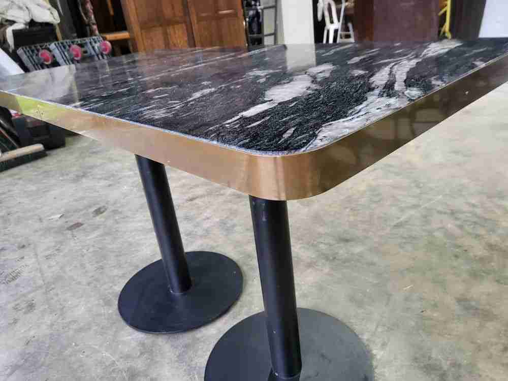 Small marble ? pedestal occasional dining work table seat 4