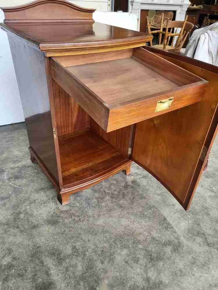 Antique bow front side end cupboard cabinet drawer