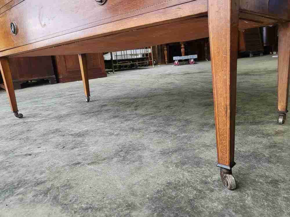 Antique Edwardian inlaid dressing table drawers oval mirror