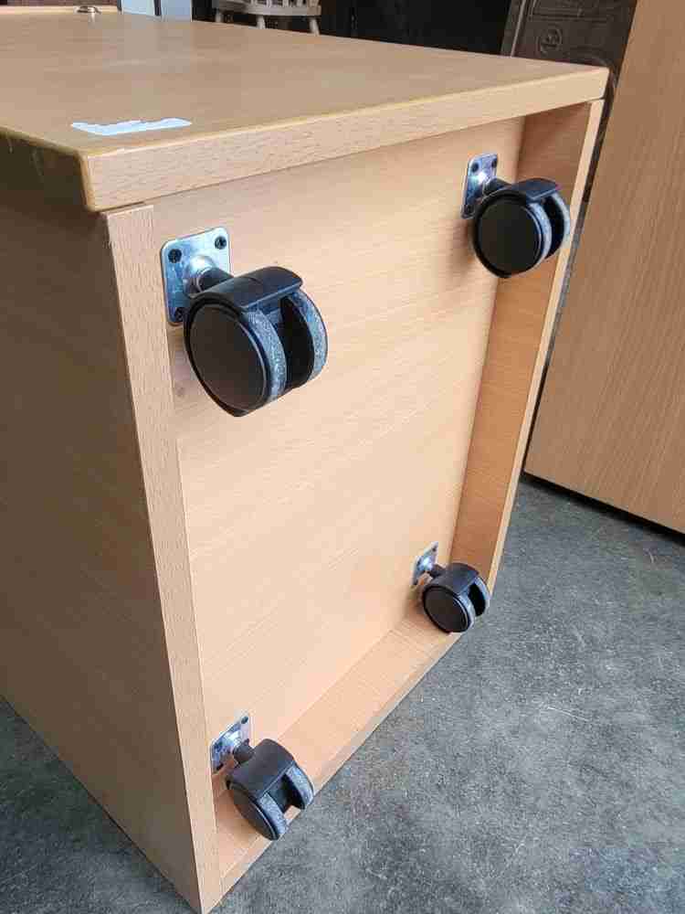 Pair two beech small low 2 drawer filing cabinets drawers